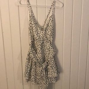 Black and white polkadot romper